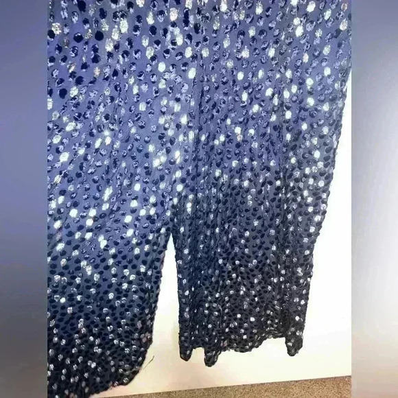 NEW KATE SPADE NEW YORK Silk Blend Navy Burnout Velvet Sleeveless Jumpsuit - Picture 7 of 15